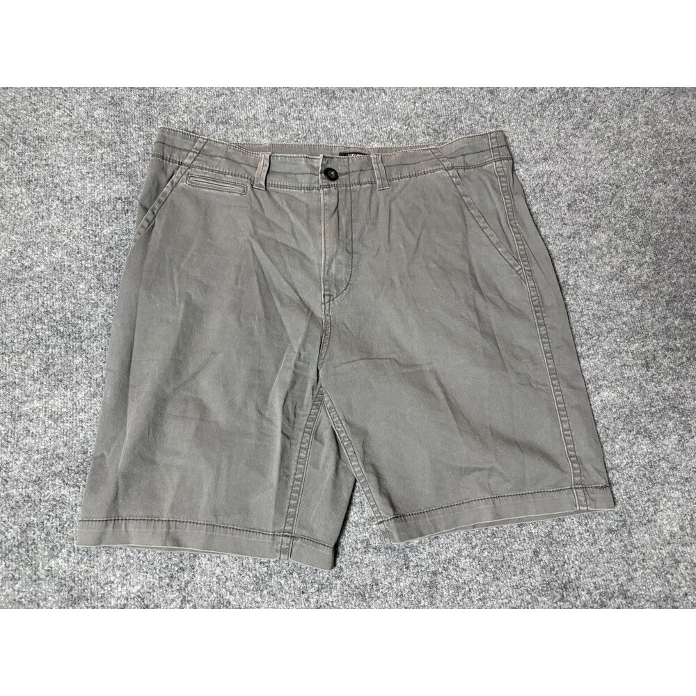Union Chino Shorts Mens 38 Gray Stretch Cotton Flat Front 9" Inseam Casual